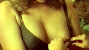 Saggy tits and trimmed pussy in a retro sex video