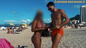 Amateur-Brasilianische MILF wird abgeholt und nimmt Schwanz am Strand