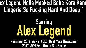 Alex Legend daje Kora Kane hardcore'owy handjob w bieliźnie