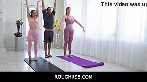 Hot yoga session turns into taboo boobs and pussy play