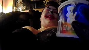 Chubby clown enjoys wild sex with curvy partner